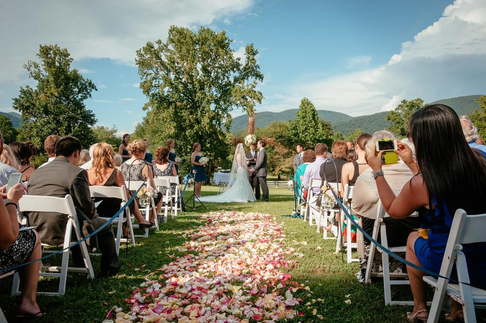 A wedding ceremony at The ruins at Kellum Valley Farm.