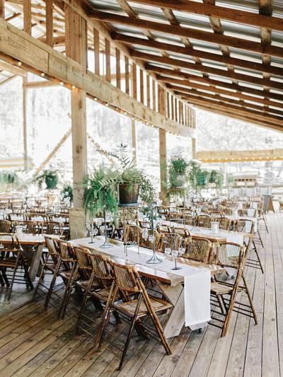 Rustic elegant reception venue at Neverland farm.