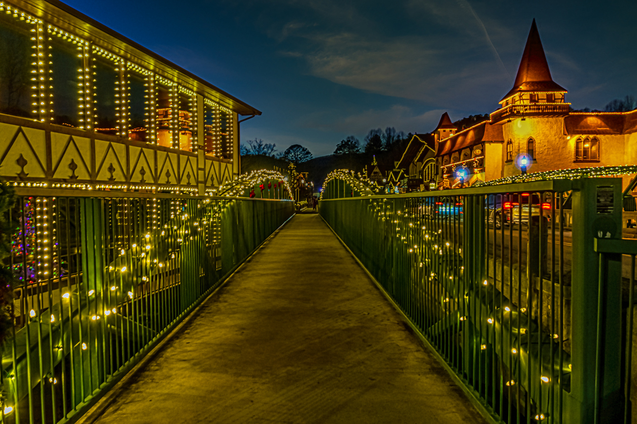 Christmas lights in alpine Helen