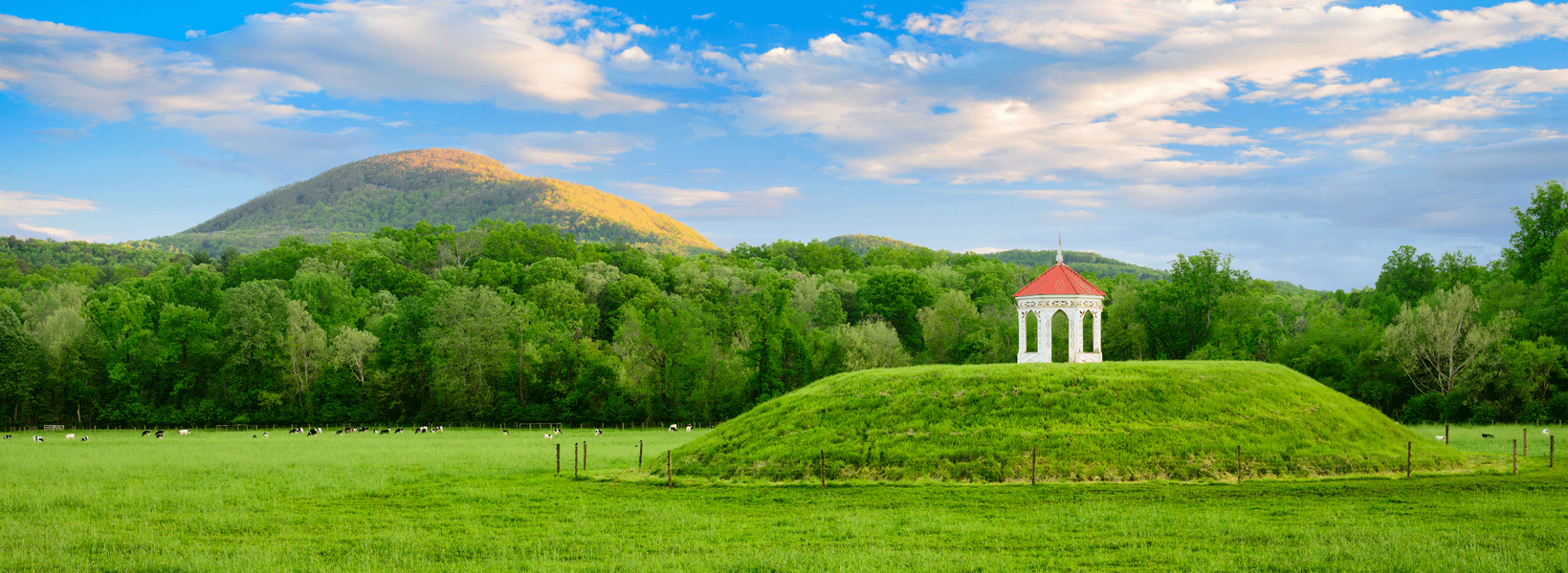 The iconic Indian Mound at Hardman Farm outside the town of Alpine Helen.